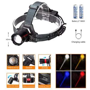 Ліхтар налобний 8505 WHITE LASER LED PM10-4TG (White+Yellow+Blue+Red) 2x18650