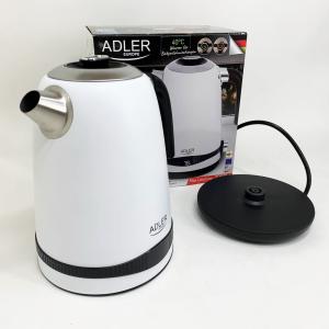 Чайник металевий Adler AD 1295w 1.7л 1850Вт електричний з терморегулятором 40-100 °С White