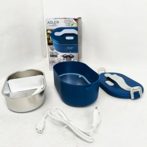 Ланч бокс з підігрівом електричний Adler AD 4505 Blue 55 Вт металевий для їжі з кришкою 0.8 л 220В