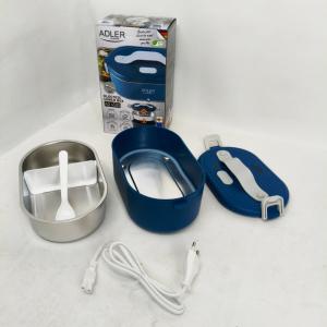 Ланч бокс з підігрівом електричний Adler AD 4505 Blue 55 Вт металевий для їжі з кришкою 0.8 л 220В