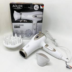 Електричний фен для волосся Adler AD-2248 White 2400Вт для укладання та сушіння з насадками з іонізацією