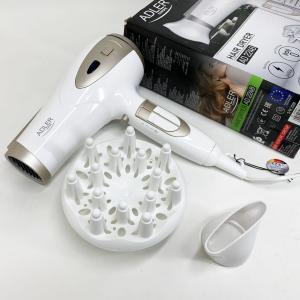 Електричний фен для волосся Adler AD-2248 White 2400Вт для укладання та сушіння з насадками з іонізацією