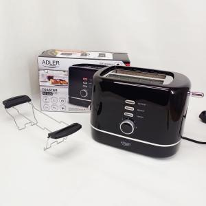 Тостер Adler AD 3224 7 рівнів обсмажування решітка для булочок 850Вт Black