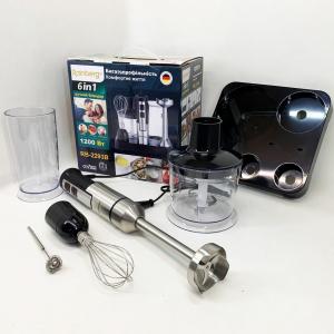 Багатофункціональний блендер 6в1 Rainberg RB-2293 1200 Вт кухонний подрібнювач ручний блендер міксер Black