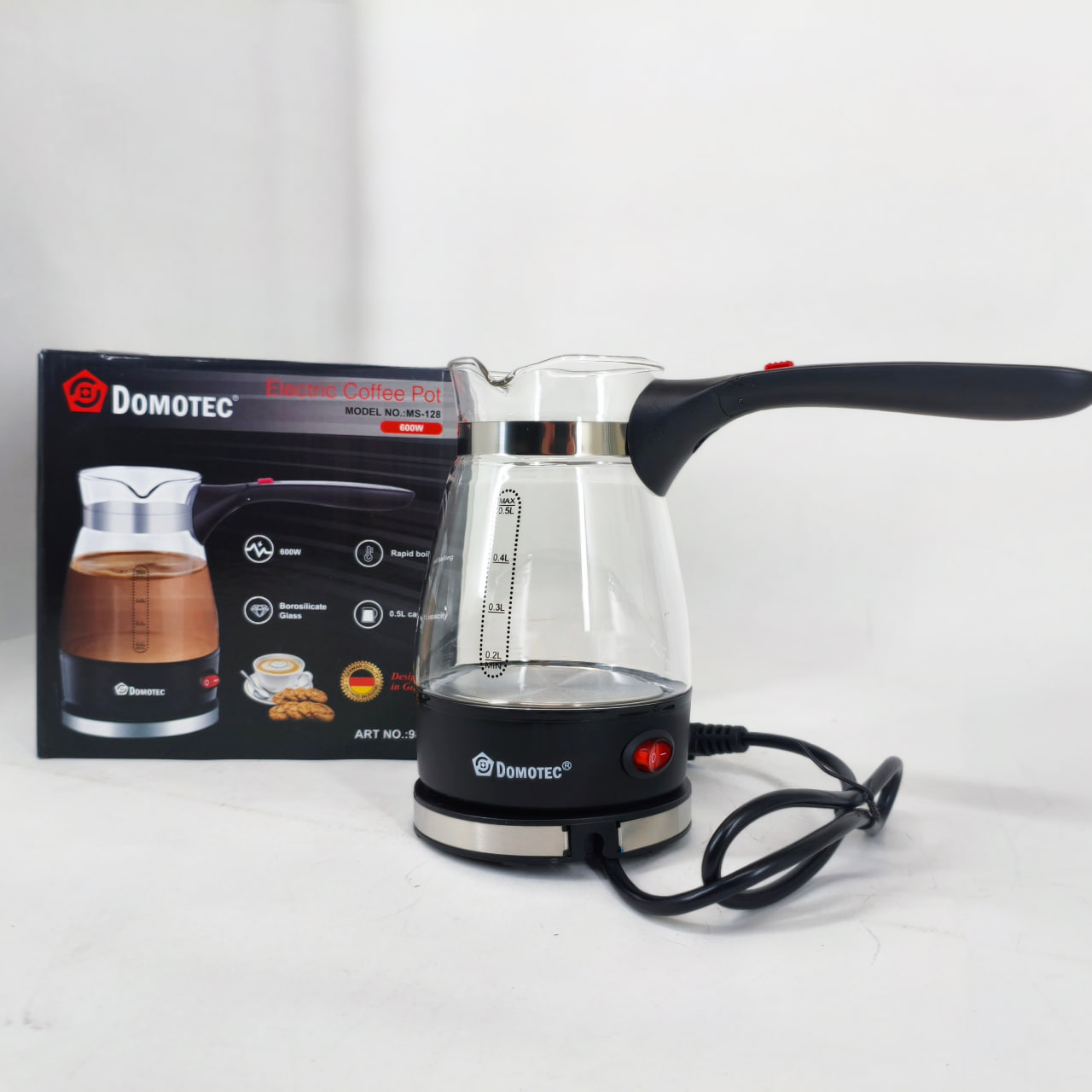 Кавоварка електрична турка 0.5л 600Вт нержавіюча сталь Domotec R-128