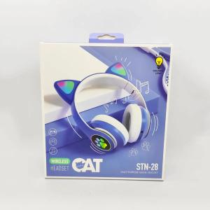 Бездротові навушники LED з котячими вушками CAT STN-28, Стерео навушники з котячими вушками. Колір: синій