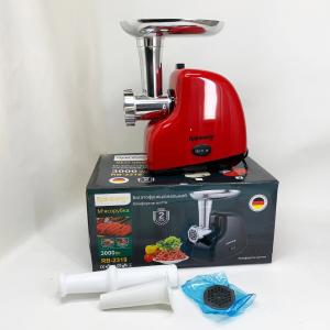 М'ясорубка електрична Rainberg RB-2319 із системою реверсу насадка куббе 3000Вт Red