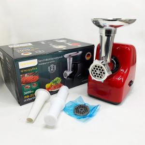 М'ясорубка електрична Rainberg RB-2319 із системою реверсу насадка куббе 3000Вт Red