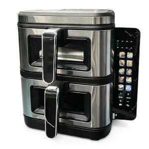 Велика аерофритюрниця 15л на 2 чаші Rainberg RB-2331 Аерогриль посиленою потужністю 4800Вт з дисплеєм