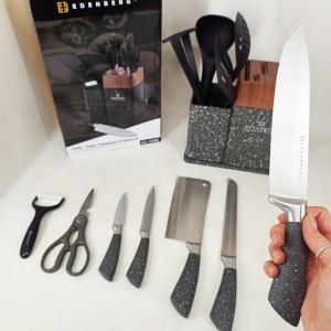 Набір кухонних ножів Edenberg EB-11098 із 12 предметів на стійці Gray