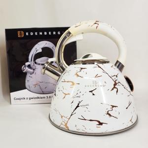 Емальований чайник Edenberg EB-12610 зі свистком та антипригарним покриттям 3л White