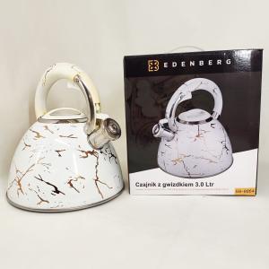 Емальований чайник Edenberg EB-12610 зі свистком та антипригарним покриттям 3л White