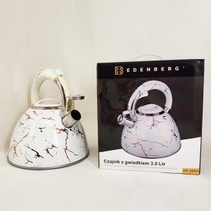 Емальований чайник Edenberg EB-12610 зі свистком та антипригарним покриттям 3л White