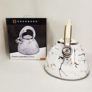 Емальований чайник Edenberg EB-12610 зі свистком та антипригарним покриттям 3л White