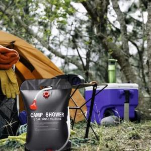 Походный туристический душ 20л 50°C CAMP SHOWER 41x60 см, кемпинговый душ с шнуром и крюком для подверса