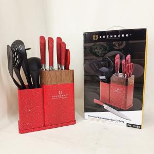 Набір кухонних ножів Edenberg EB-11098 із 12 предметів на стійці Red