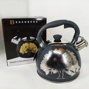Чайник із свистком Edenberg EB-1956 2л чайник із нержавіючої сталі для всіх видів плит Black Silver