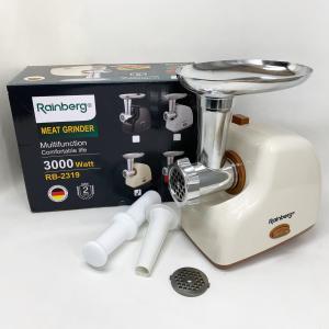 М'ясорубка електрична Rainberg RB-2319 із системою реверсу насадка куббе 3000Вт Beige
