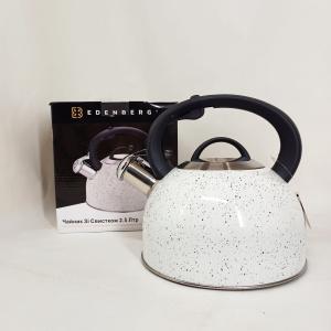 Чайник зі свистком Edenberg EB-1440 з мармуровим покриттям 2.5л White