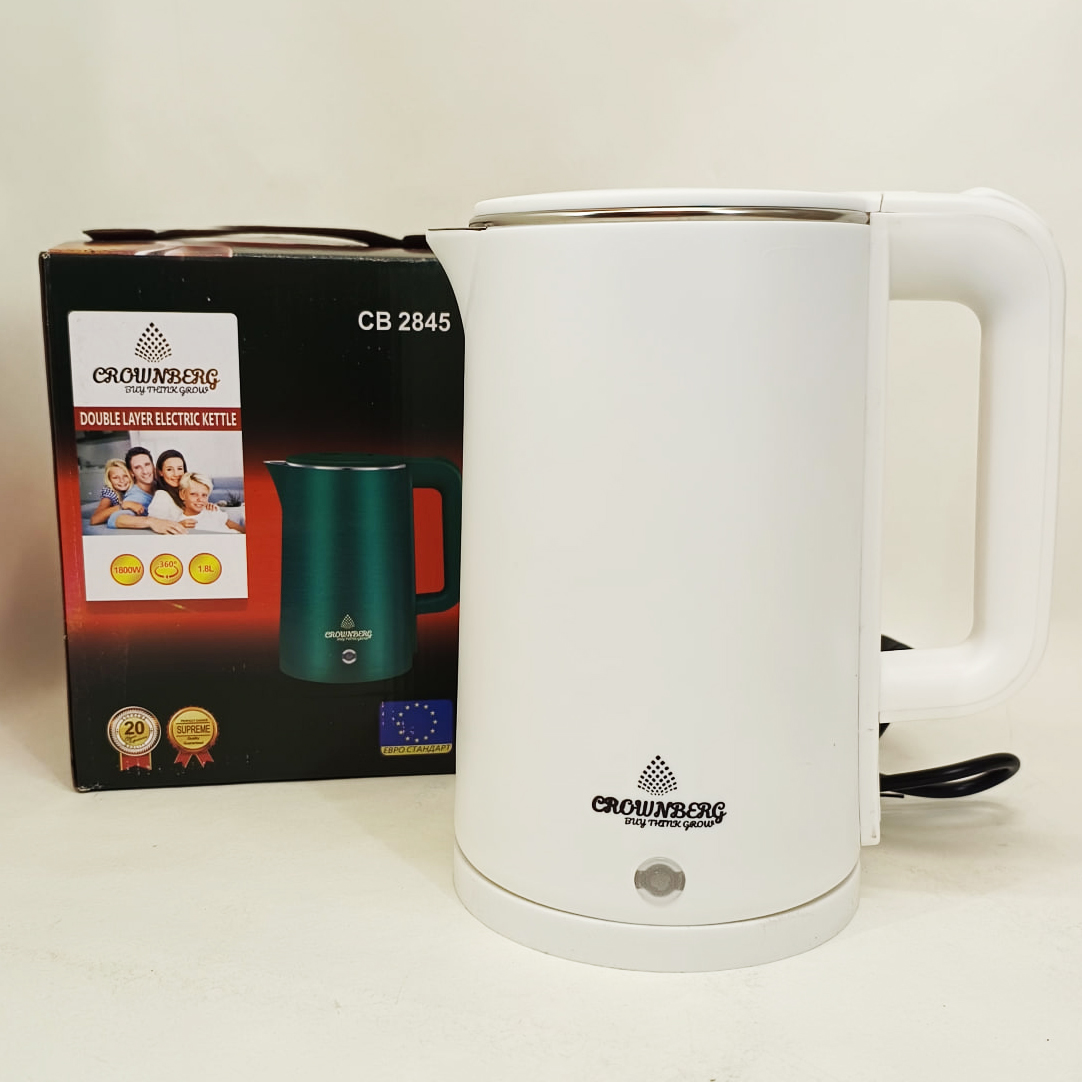 Електрочайник Crownberg CB-2845 дисковий 1.8л 1800Вт White