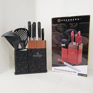 Набір кухонних ножів Edenberg EB-11098 із 12 предметів на стійці Black