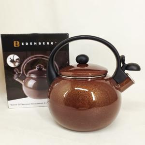 Емальований чайник Edenberg EB-12609 2.2л зі свистком Brown