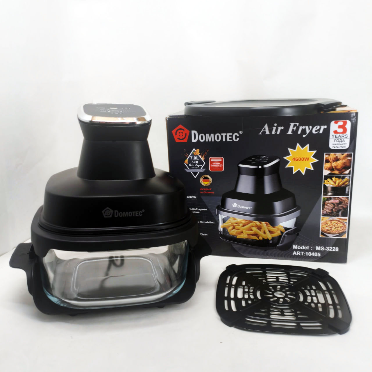 Аерофритюрниця аерогриль Air Fryer Domotec MS-3228 з LED-екраном для смаження без олії 4600 Вт на 7 л
