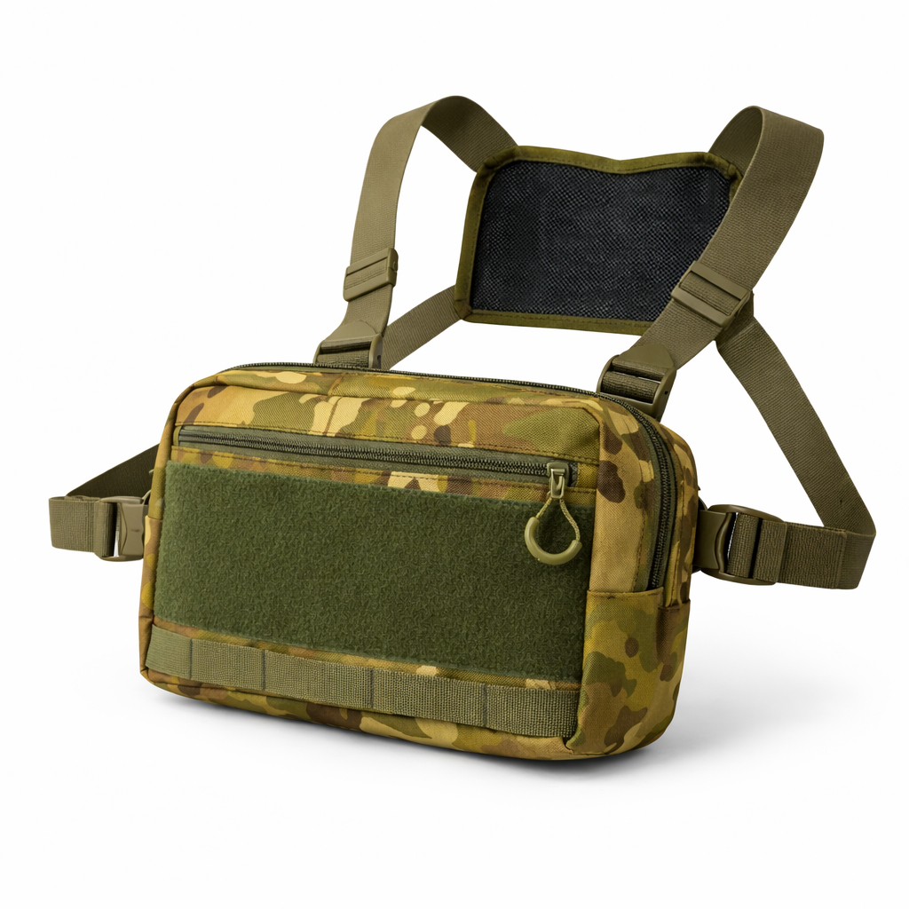 Тактична нагрудна сумка Multicam Cordura 1000D з MOLLE та патч-панеллю, 5 кишень, 30×20×8 см