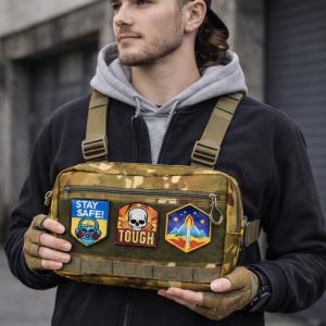 Тактична нагрудна сумка Multicam Cordura 1000D з MOLLE та патч-панеллю, 5 кишень, 30×20×8 см
