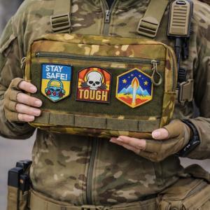 Тактична нагрудна сумка Multicam Cordura 1000D з MOLLE та патч-панеллю, 5 кишень, 30×20×8 см