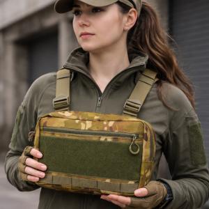 Тактична нагрудна сумка Multicam Cordura 1000D з MOLLE та патч-панеллю, 5 кишень, 30×20×8 см