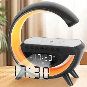 Настільна смарт лампа-нічник G-Smart BT-3401 з бездротовою зарядкою, колонкою та годинником Black