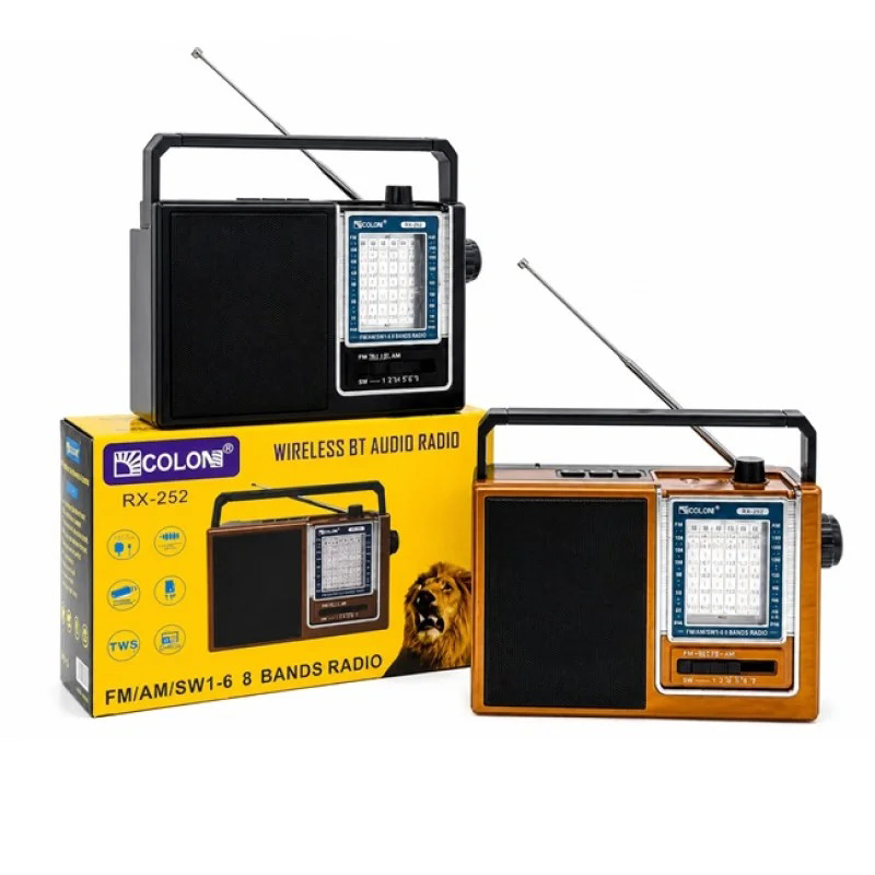 Радіоприймач GOLON RX-252 з FM/AM/SW діапазонами та 8 смугами Black