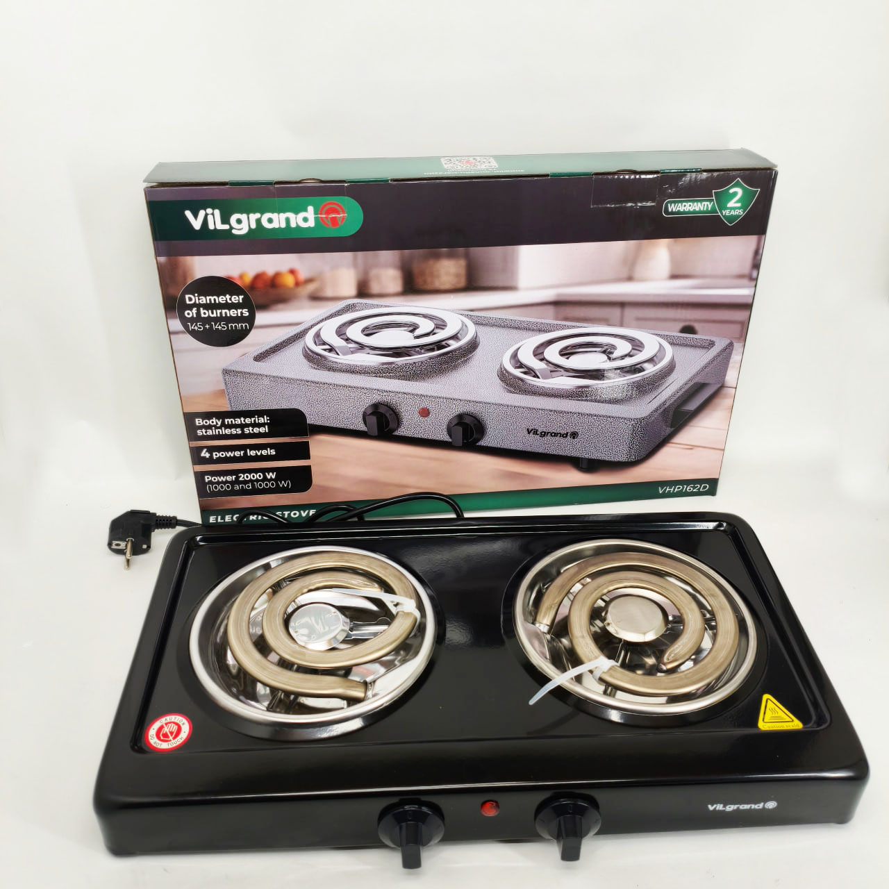 Електроплита Vilgrand VHP162D BLACK 2000Вт