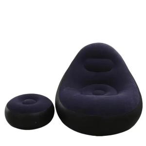 Надувное кресло с пуфом для отдыха AIR SOFA велюровое Purple