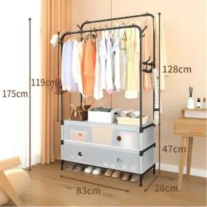 Вішалка-стійка для одягу підлогова з полицями для взуття 128х83х28см