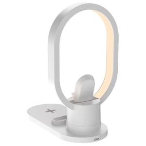 Бездротова зарядна станція LED нічник 15Вт для смартфонів та навушників заряджання без проводів White