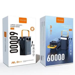Power bank WUW TUGII Y106 60000 mAh зі швидкою зарядкою, дисплеєм та вбудованими кабелями 4xUSB