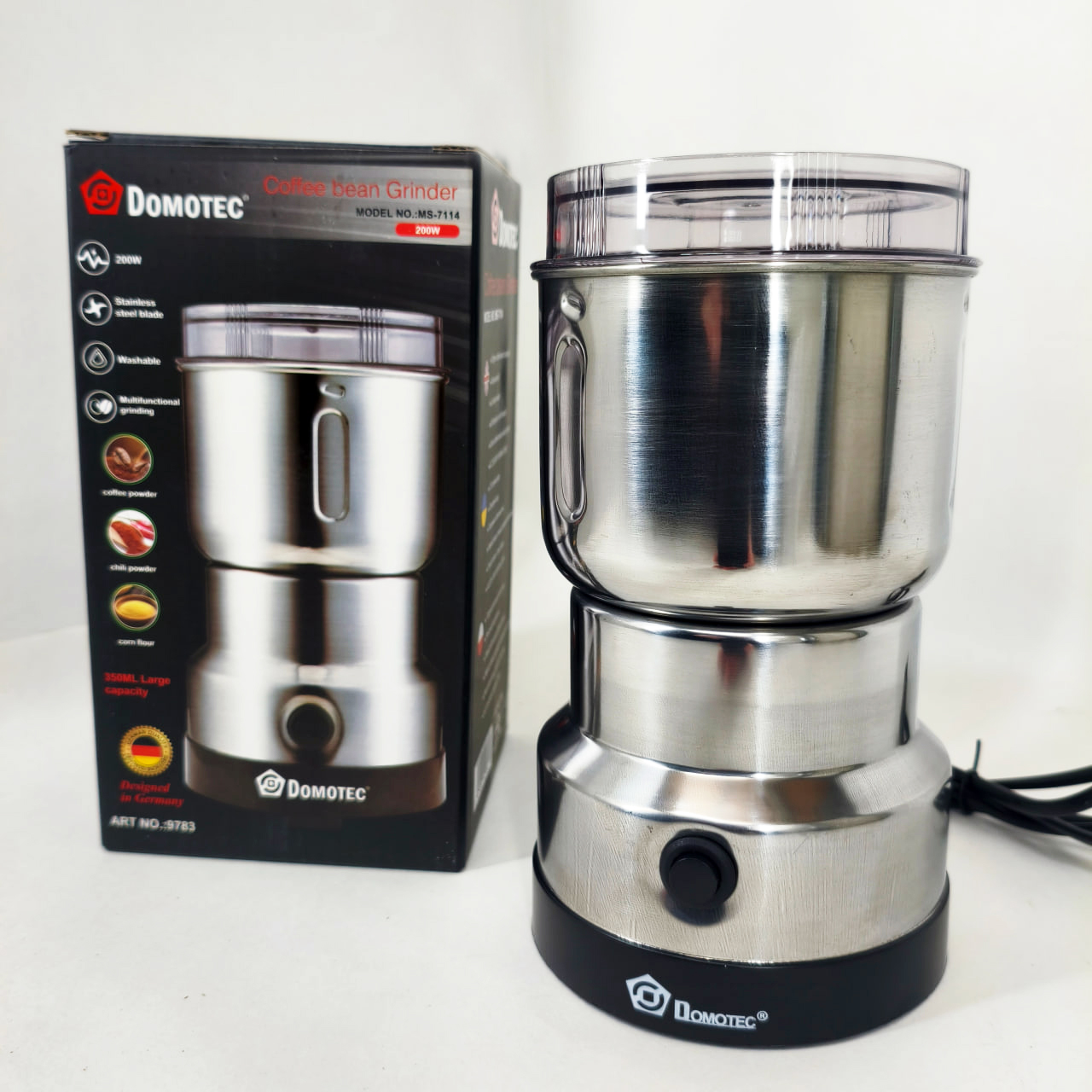 Електрична кавомолка Domotec MS-7114 200Вт ножова для кави та спецій