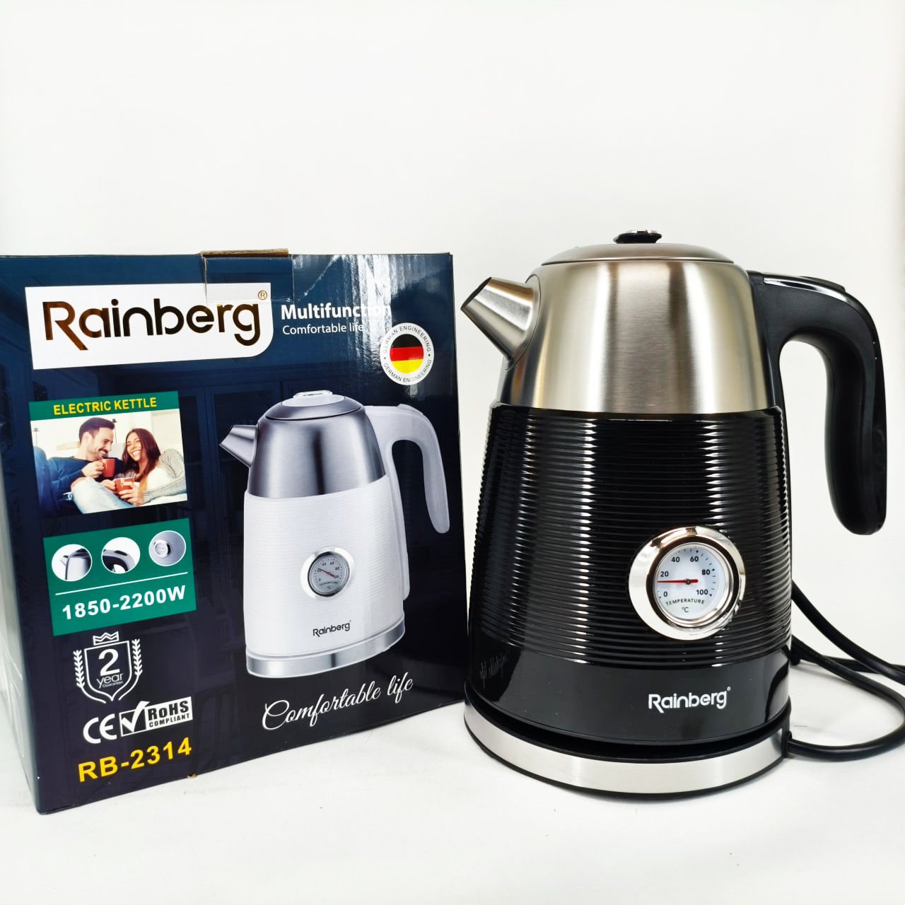 Чайник електричний з датчиком температури Rainberg RB-2314 Black