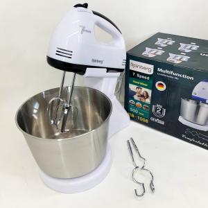 Стаціонарний електричний міксер із чашею Rainberg RB-1006 500W з насадками для замішування тіста Black
