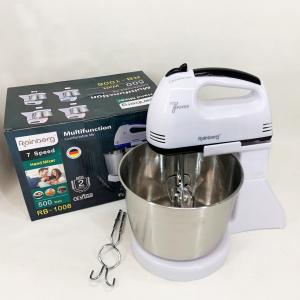 Стаціонарний електричний міксер із чашею Rainberg RB-1006 500W з насадками для замішування тіста Black