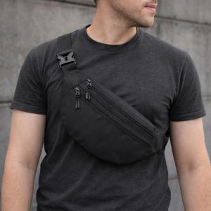 Чоловіча/жіноча бананка з Cordura 1000D, чорна, 3 відділення, водовідштовхувальна