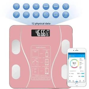 Розумні смарт-ваги TY-619 електронні з додатком на телефон LCD-дисплей скло Pink