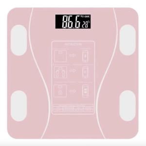 Розумні смарт-ваги TY-619 електронні з додатком на телефон LCD-дисплей скло Pink