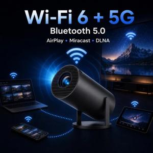 Портативний смарт-проєктор 4K Ultra HD SMART, Android/iOS, Wi-Fi 6, Bluetooth, HDMI, домашній кінотеатр