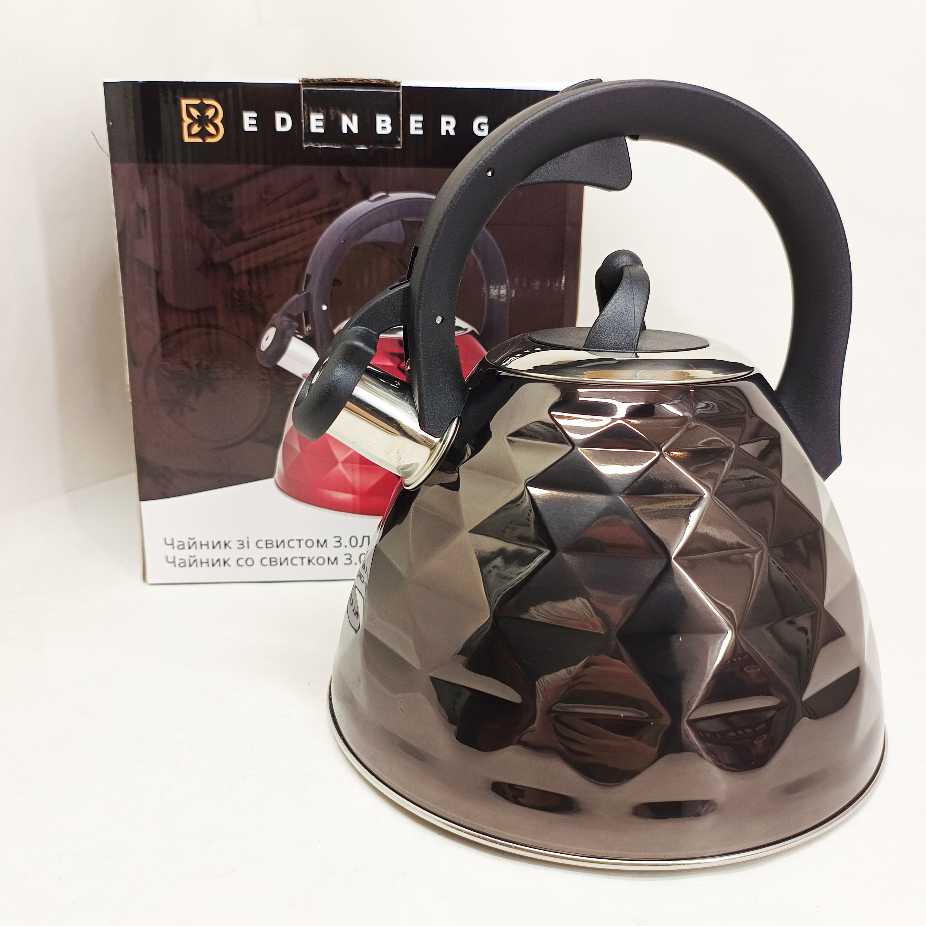Чайник із свистком Edenberg EB-8821 з турбо індукційним дном 3л Black
