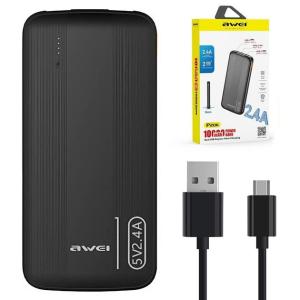 Power Bank Awei P20K 10000 mah Портативне зарядне УМБ 2xUSB чорний