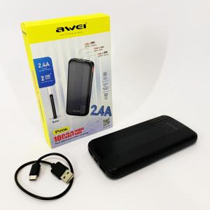 Power Bank Awei P20K 10000 mah Портативне зарядне УМБ 2xUSB чорний