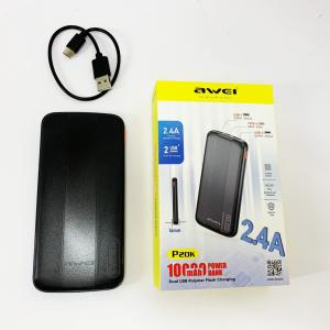 Power Bank Awei P20K 10000 mah Портативне зарядне УМБ 2xUSB чорний
